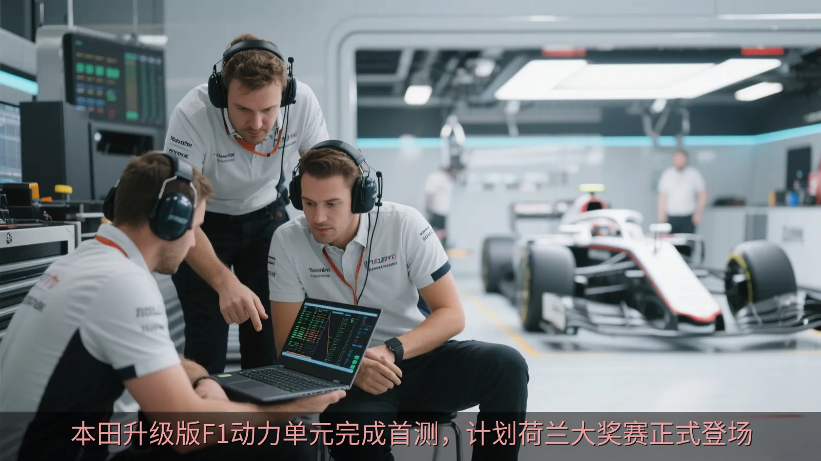 赛车工程团队在维修区分析测试数据